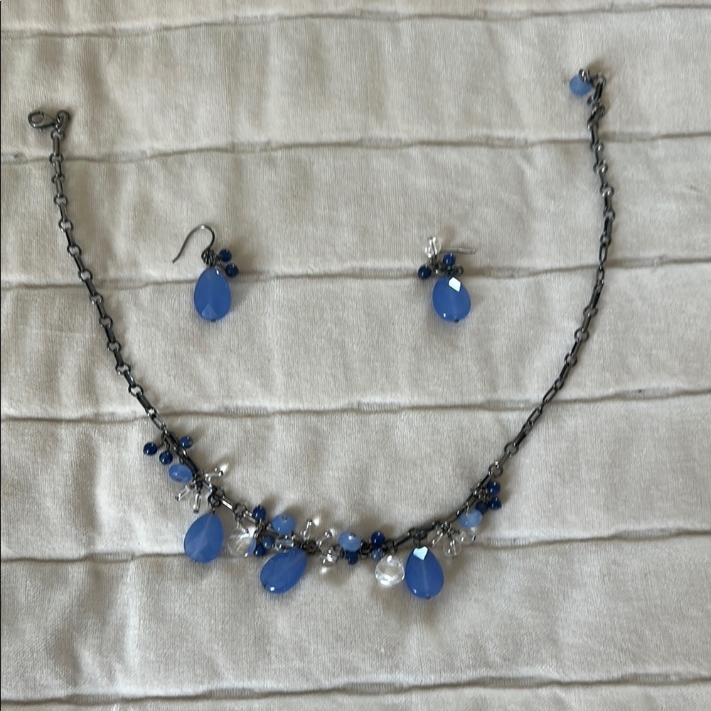 Silpada Retired Sterling Silver Blue Quartz Necklace & Earrings Set N1242 W1256